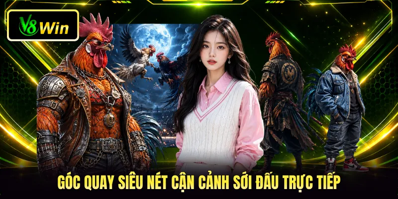 Đá Gà Cựa Sắt V8WIN - Đấu Trường Trực Tiếp Kịch Tính 3 Góc quay siêu nét cận cảnh sới đấu trực tiếp